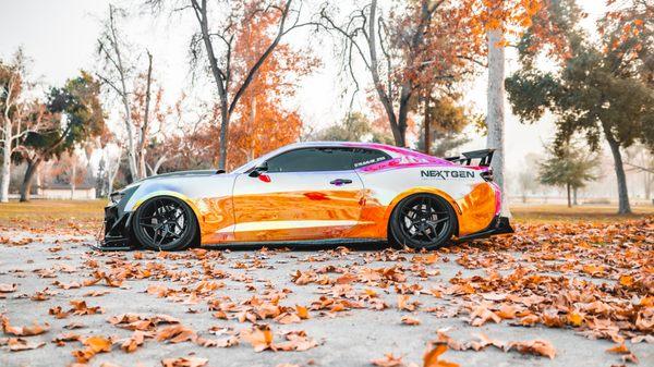 2017 Chevy Camaro wrapped in Canberry Orange Chrome