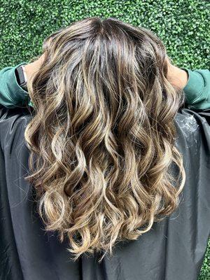 Balayage with baby lights