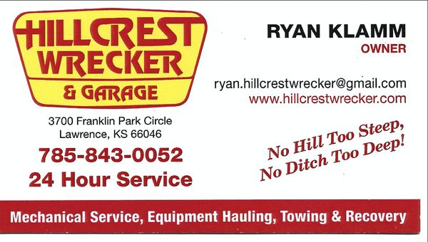 If you got a problem and with the Hillcrest wrecker just contact Ryan! He's got the answer.