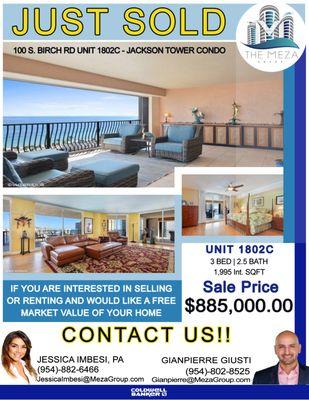 JACKSON TOWER UNIT 1802 - JUST SOL - CONTACT MEZA GROUP WITH MORE INFORMATION IF YOU ARE LOOKING TO SELL OR BUY!!