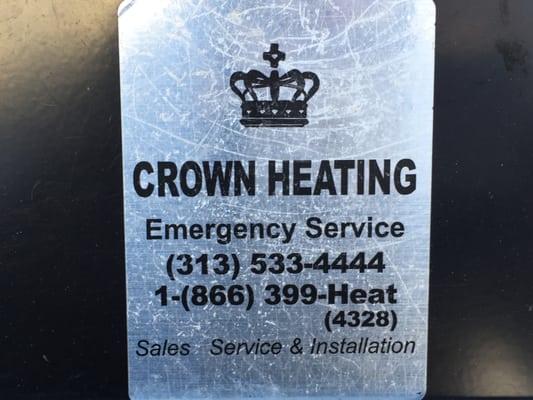 Our company sticker we put on furnaces, a/c's, boilers, and water heaters