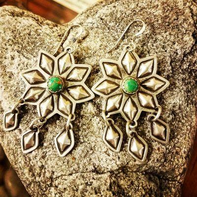 Gorgeous Navajo made sterling and turquoise earrings.