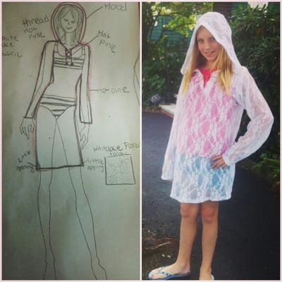 Student designer Mary created this awesome beach cover up during Summer Fashion Design.