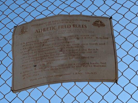 Athletic field rules. They really should put up a new sign