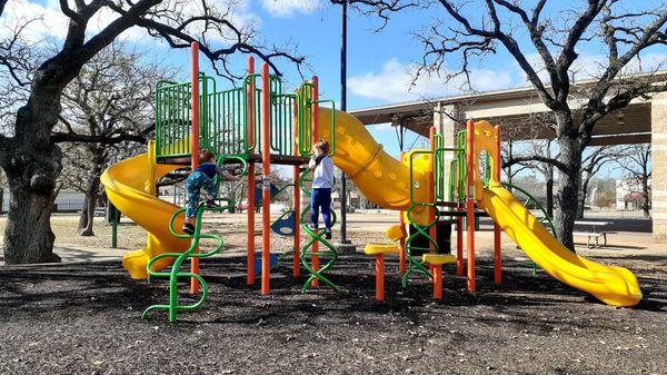 Lions Park slides, swings and climbing for kids 4 and older.