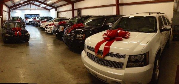 Christmas time around Brazelton Auto's sales warehouse!