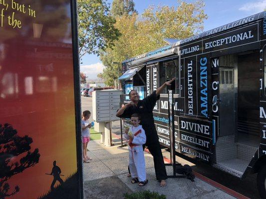 A visit to the Dojo by Mustache Mike's ice cream truck. Great on those warm summer days