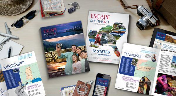 Escape to the Southeast Branding, web design and magazine design