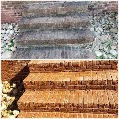 Hot Water Pressure Wash of Brick