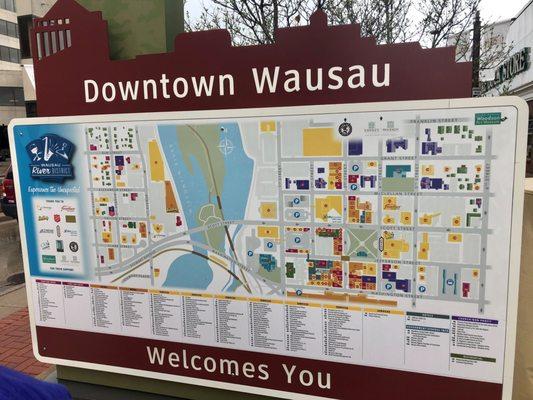 Map of downtown Wausau located close to the bookstore (few feet away)