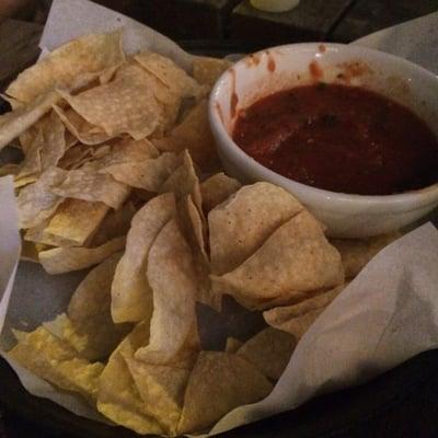 Chips and salsa-salsa tasted really weird! Like sour tomato sauce