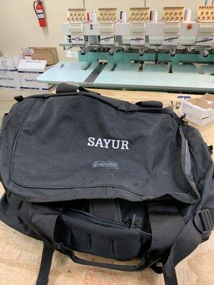 Custom name on bag.