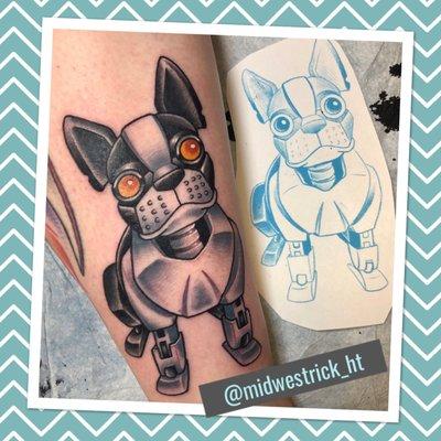 My little Bender Bot robo pup tattoo 9-18