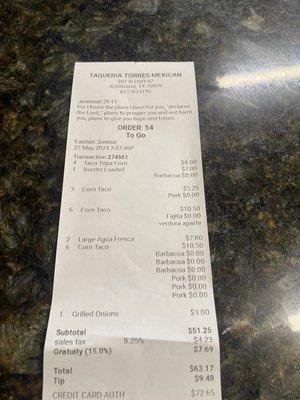 Bogus receipt