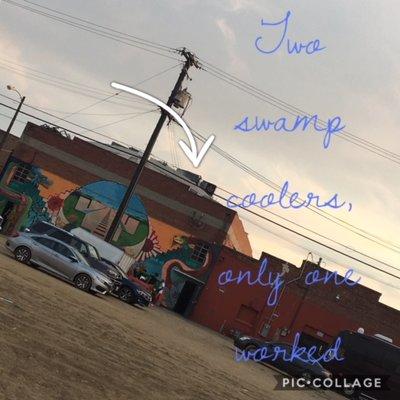 Azteca Theater outside/roof view of swamp coolers