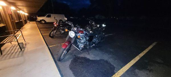 Parking right outside room door (ideal for motorcycles).