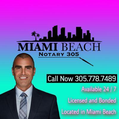 Notary Public. Licensed and Bonded. Located in Miami Beach.