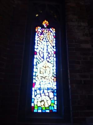 Stained window flanking west side of Saint Jude shrine.