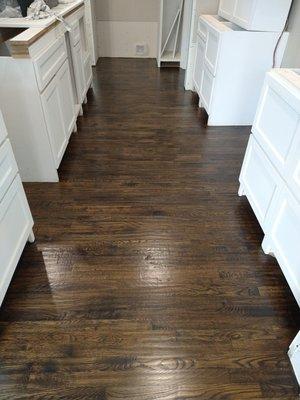 White oak wood floor handscraped