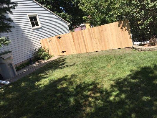 Cedar  dogear fence .