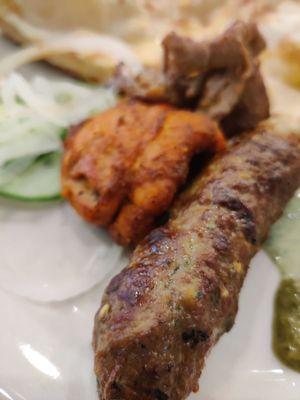 Beef seekh kabob with chicken Tikka boti.