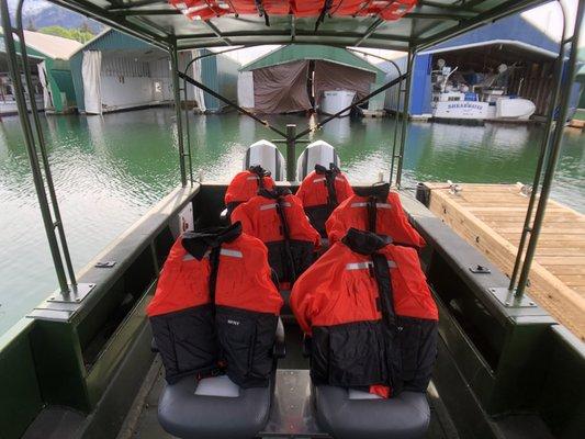 Covered open seating lets you get up close and personal with Alaska!