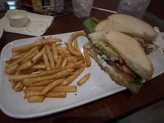 BLAT (bacon, lettuce, avocado, and tomato) with fries. Excellent!