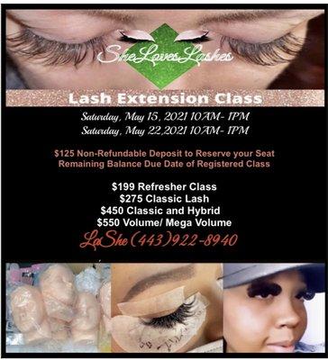 New Lash Classes Available