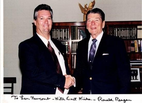 President Reagan and Len Newcomb