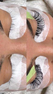 before and after work of working with spar lashes