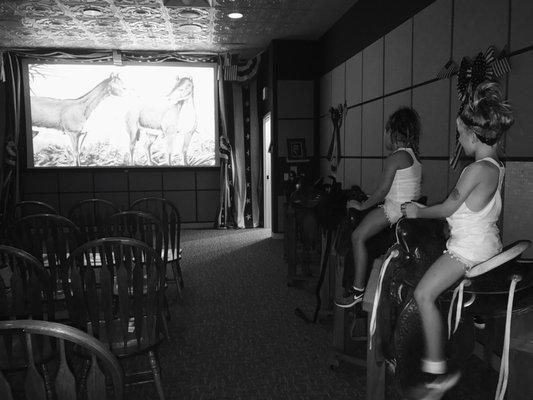 Saddles as seats in the movie theater! Don't miss the informative film!