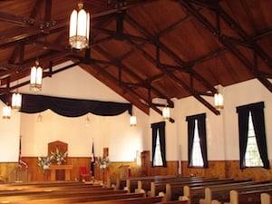 The inside of Eisenhower Chapel. The Chapel Seats comfortably 200 people.