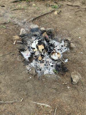 Trash and garbage in fire pits