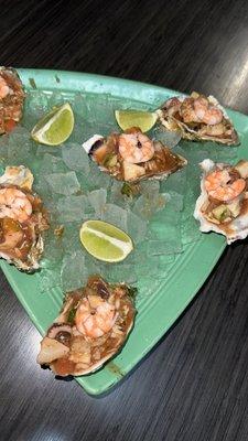 Raw Oysters with ceviche topping