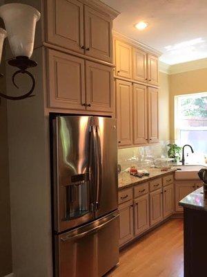 Example of custom kitchen, cabinets, shelves, & stairways