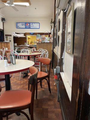 The dining area of the restaurant. The fans were so disgustingly dirty. It makes me question how dirty the kitchen is.