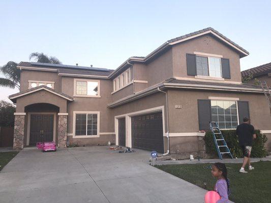 Garage and shudders to match the front door-graphite gray!!!