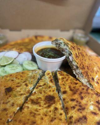 14" Triple layered pizzadilla (giant quesadilla)