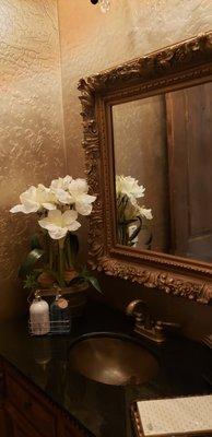 Custom metallic guest bathroom