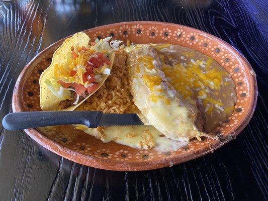 $7.99 Chili Relleno and Taco Lunch Special