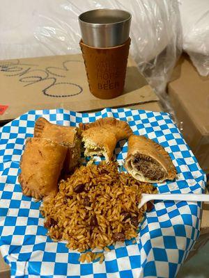 Brisket empanada with rice and beans - delicious with anything but certainly with a local IPA.