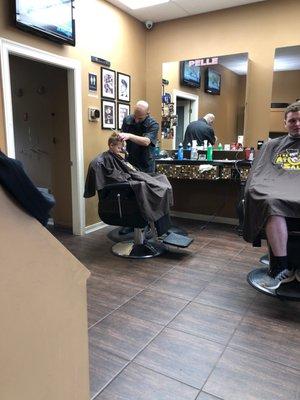 Mike getting started on his fresh cut!