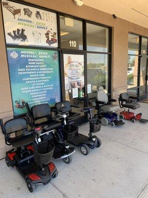 RENT ME! Just a few scooters and power chairs we rent.