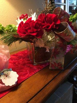 A Christmas Arrangement from 2019 sent to a friend whose husband passed away at this time.