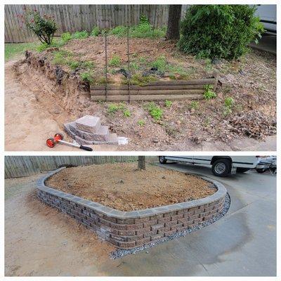 Stone retaining wall