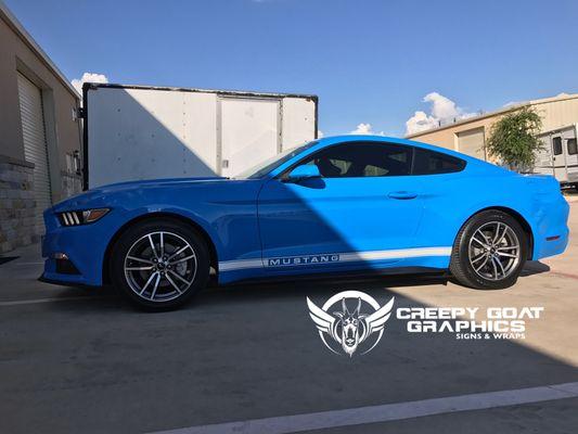 Custom Ford Mustang side stripe graphics