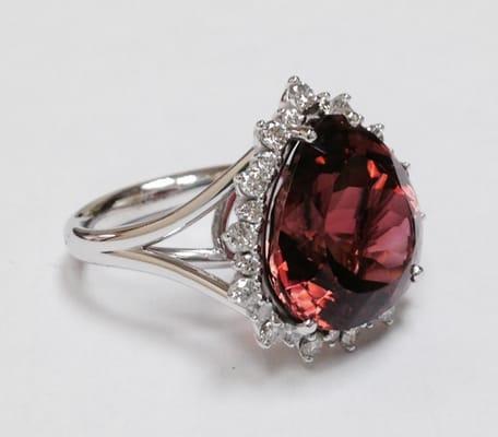 I designed this simple, lovely ring to carry this large beautiful pink tourmaline.