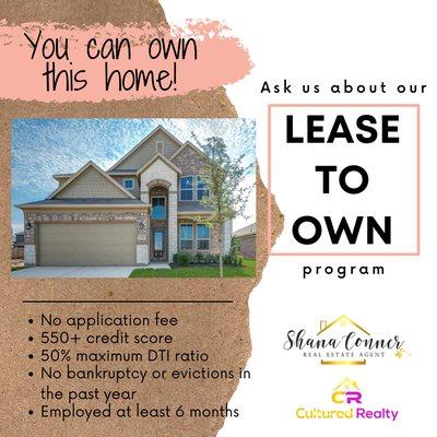 House for sale with lease-to-own program