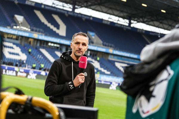 Hagen Schmidt in a pre-game interview as head coach for German professional club MSV Duisburg