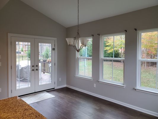 Another satisfied customer. Sun room ceiling painted w 2 coats of flat white, walls were painted with SW Cashmere Satin, agreeable gray